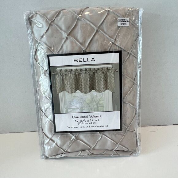 Bella Pin Tuck Diamond Window Valance in Linen - NWT - Picture 3 of 6